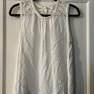 White Button Back Tank